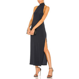Norma Kamali Black High Neck High Low Dress